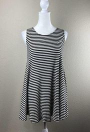 Ppla Dress Women Medium Sleeveless Tunic Short Black White Stripe