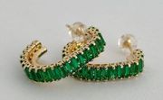 Emerald Gold Hoop Earrings