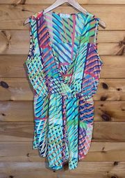 Blue Blush tropical bright romper