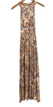 Abel The Label Maxi Dress Womens S Cutout Back Smocked Halter Leg Slits Flowy