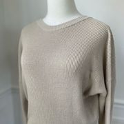 Splendid Beige Light Tan Thermal Open Back Dolman Cut Top M