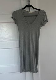 Aritzia TNA Gray Ribbed Dress Vneck