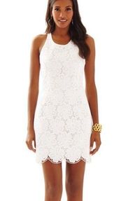 Dotted Blossom Eyelet Mini Dress - Resort White - 0