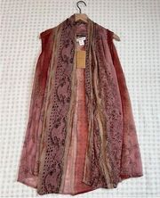 Coldwater Creek Boho Flowy Sheer Tunic Vest One Size Fits Most