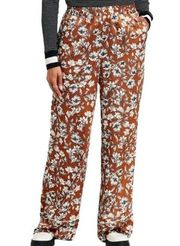 La Ligne X Target Brown Floral Satin Straight Leg Pants Women’s Size XS