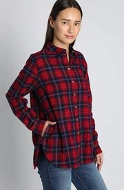 Jachs Girlfriend  NY Red Plaid Flannel Top with Pockets XL