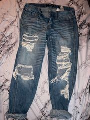 Low-Rise Ripped Boyfriend Jeans