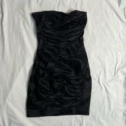 Jessica McClintock Black Strapless Ruched Cocktail Dress Size 6 Made in USA