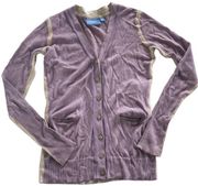 Simply Vera Vera Wang Sweater Womens X-Small Petite Purple V-Neck Cardigan Knit