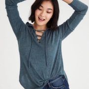 Green Lace Up Sweatshirt