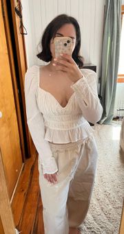 White Underwire Long Sleeve Blouse