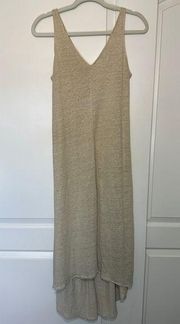 Calypso St. Barth 100% Linen Tan Sand Maxi Hi Lo Dress Size: Small