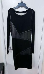 1971 Reiss Women's Long Sleeve Mesh Cutout Midi Dress Black Size S