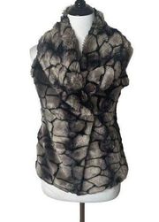 Alberto Makali Faux Fur Vest Jacket Black High Collar Sleeveless Women's Size S