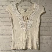 Milly of New York silk/cotton blend beaded accent knit blouse size small