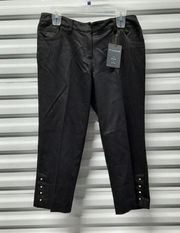 Zac & Rachel Pants Womens Size 10 Black Slim Crop Casual Studded Capris