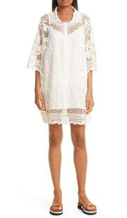 NWT FARM Rio Tropical Wind Guipure Lace Shift in Off-white Shirt Dress S