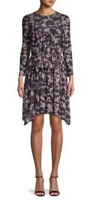 NWT REBECCA MINKOFF JOJO FLORAL DRESS Pink Grey Floral Three-quarter sleeves