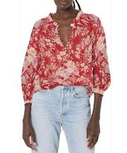 PAIGE JEANS Jaylee Floral Top In Muted Red Multi