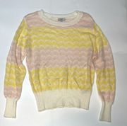 FRNCH chevron pink/yellow crew neck sweater