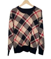 Plaid Crew Neck Sweater Size M