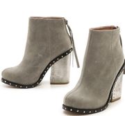 Jeffrey Campbell Reverb Grey Suede Heeled Ankle Booties Size 9