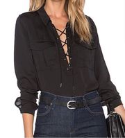 L’Academie Black 100% Polyester Long Sleeve Lace Blouse ( S )