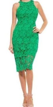 Alexia Admor Large Neon Green Raquel Floral Crochet Lace Midi Dress New