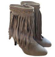 Ibiza Crank Heeled Boots Suede Fringe Studded Women’s sz 7