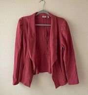 LOGO pink puff sleeve open blazer