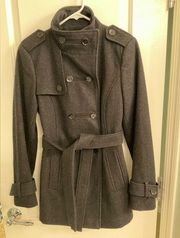 Double Breasted funnel style pea coat dark gray