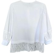 Jason Wu White Poplin Blouse Lace Trim Reworked  XS