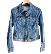 Anthropologie Pilcro & The Letterpress Acid Wash Distressed Denim Jacket, Medium