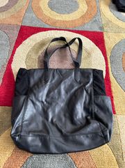 H&M Black Faux Suede Faux Leather Tote Bag