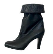 Y2k 90s retro style black quilted leather slouchy ankle sook boot booties EUC 8