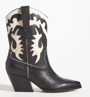 DOLCE VITA Anthropologie Landen Western Boots Black & White Heeled Cowgirl 9