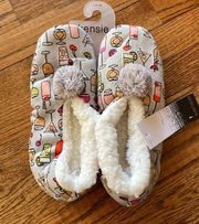 Kensie Cocktail Happy Hour Fuzzy slippers Size Large 9 10