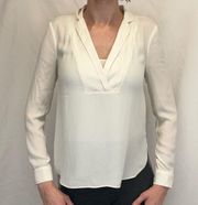 HD in Paris Women's Sheer Blouse Ivory Cream Off White 2 Hi Low Notched Collar