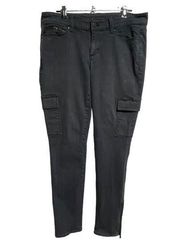Ann Taylor Womens Denim Cargo Skinny Jeans Pants Zip Ankle Gray Size 6