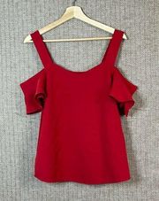 Alya bright red cold shoulder flowy sleeve cutout blouse Size M