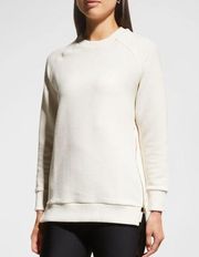 Varley Womens Manning Sweatshirt Crew Neck Pullover Textured Ribbed Ivory Size M