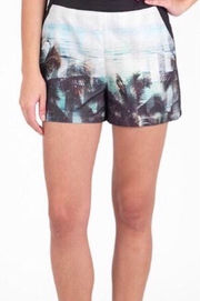 LONDON BLACK MULTI JASIRI PALM TREE PARADISE PRINT ZIP PULL ON DRESS SHORTS