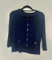 White House Black Market Navy Blue Cardigan Sweater