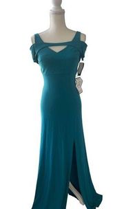 NIGHTWAY Teal Cutout Ball Gown Size 4 NEW