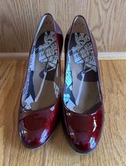 Stuart Weitzman EUC  Red‎ Pumps Women 9.5 Patent Leather High Heels Burgundy Wine