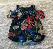 Floral Ruffle Open Shoulder Top