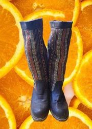 Blowfish Aztec Fabric Knee‎ High Boots Size 8.5