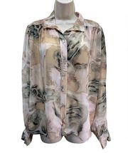 Fifteen Twenty Button Down long sleeve collared geometric tie dye shirt blouse