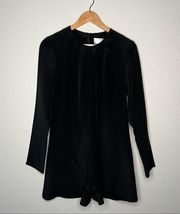 Alexis 100% silk black key hole long sleeve romper size large