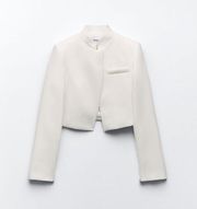 ZARA blazer oyster white cropped suit jacket coat